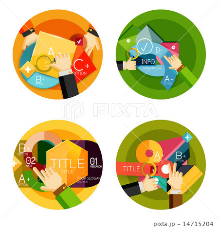 Set of option presentation labels, flat design web infographic boxes Set of option presentation labels, flat design web infographic boxes 14715204