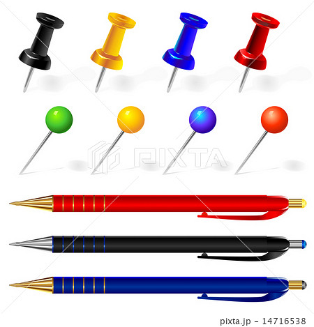 vector set of pens and pins different colors 14716538