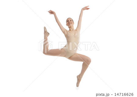 young modern ballet dancer jumping on white background 14716626