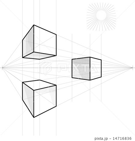 vector sketch of a cube in perspective 14716836