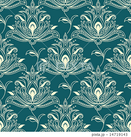 Indian styled floral ornament seamless pattern Indian styled floral ornament seamless pattern 14719143