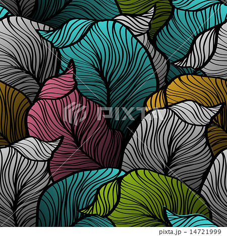 Retro seamless pattern with abstract doodle leaves Retro seamless pattern with abstract doodle leaves 14721999
