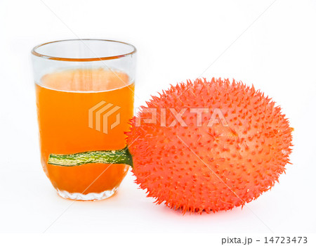 Gac fruit and juice isolated on white. 14723473