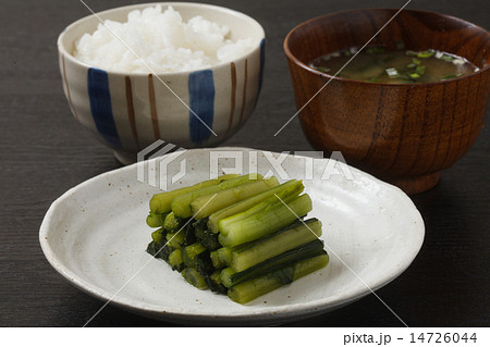 野沢菜漬けとご飯 14726044