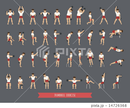 Set of dumbbell exercises 14726368