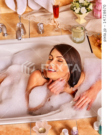 Woman relaxing at home bath. 14728670