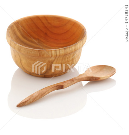 wooden bowl and spoon on a white background 14729241
