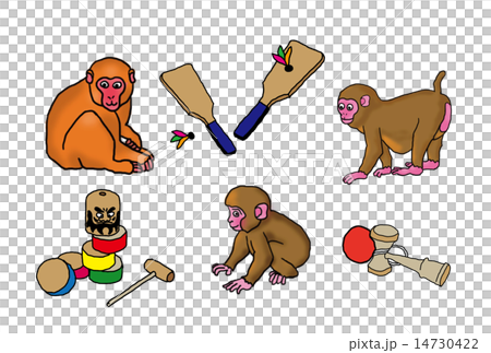 猴子2016年應用新年的紙板，Kendama和Dharma滴的例證 14730422