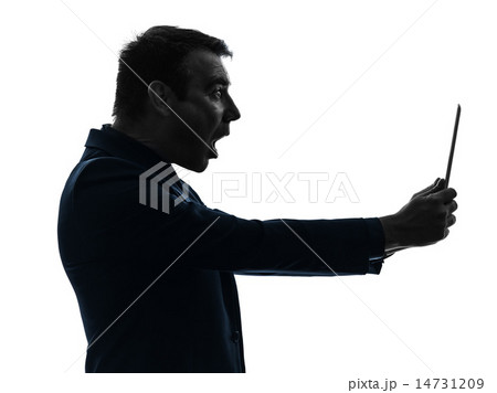 business man digital tablet surisped shocked silhouette business man digital tablet surisped shocked silhouette 14731209