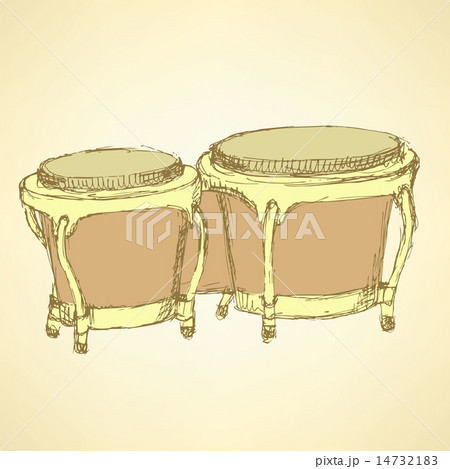 Sketch bongos musical instrument 14732183