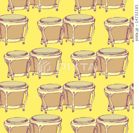Sketch bongos musical instrument in vintage style 14732185