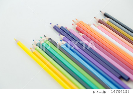 Row of color pencil crayons Row of color pencil crayons 14734135