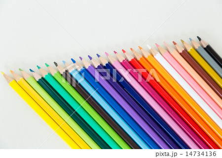 Row of color pencil crayons Row of color pencil crayons 14734136