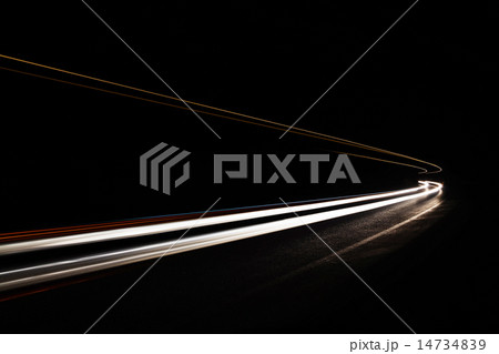 Car light trails in the tunnel. 14734839