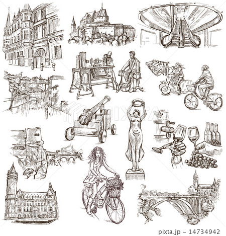 Luxembourg Travel - An hand drawn pack on white Luxembourg Travel - An hand drawn pack on white 14734942