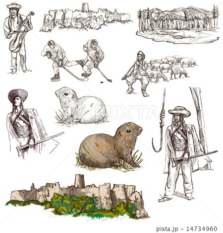 Travel Slovakia - An hand drawn pack on white Travel Slovakia - An hand drawn pack on white 14734960