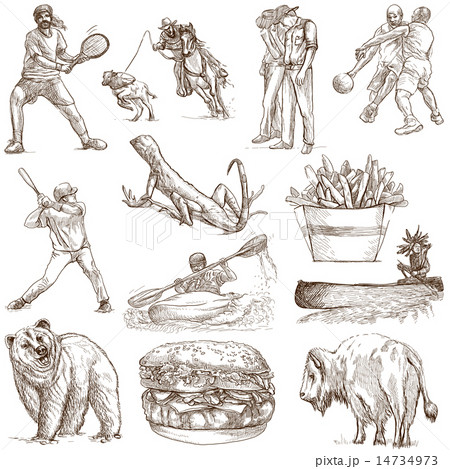 USA travel - An hand drawn pack on white USA travel - An hand drawn pack on white 14734973