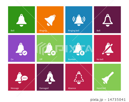 Alarm bell icons on color background. Alarm bell icons on color background. 14735041