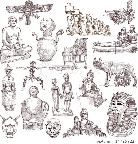 Native and Old Art - Hand drawings on white 14735522