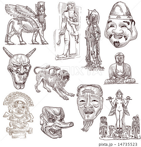 Native and Old Art - Hand drawings on white 14735523