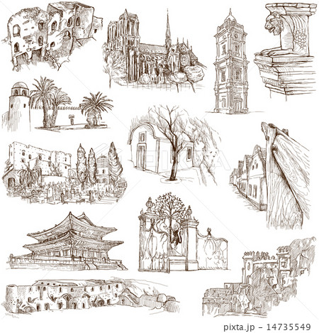 Architecture - Hand drawings on white Architecture - Hand drawings on white 14735549