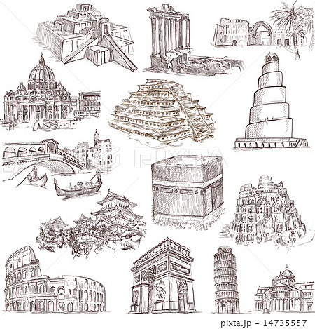 Architecture - Hand drawings on white 14735557
