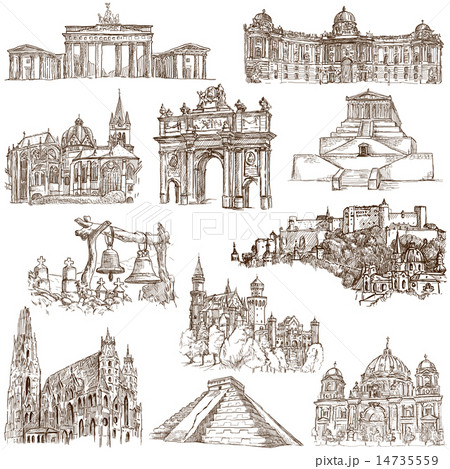 Architecture - Hand drawings on white 14735559