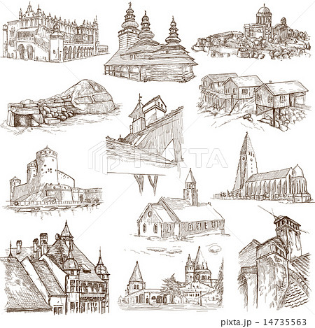 Architecture - Hand drawings on white Architecture - Hand drawings on white 14735563