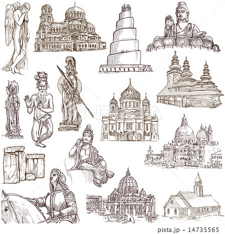 Religion and Spiritual - Hand drawings on white Religion and Spiritual - Hand drawings on white 14735565