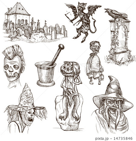 Halloween - An hand drawn white pack Halloween - An hand drawn white pack 14735846