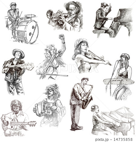 Music and Musicians - Hand drawn white pack 14735858
