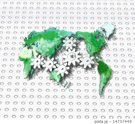 世界地図/太平洋にある歯車の連動 世界地図/太平洋にある歯車の連動 14737449
