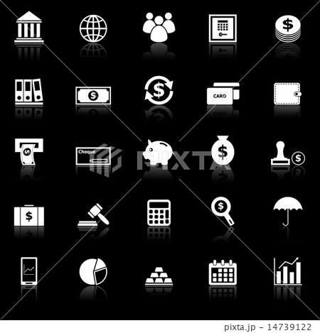 Banking icons with reflect on black background 14739122