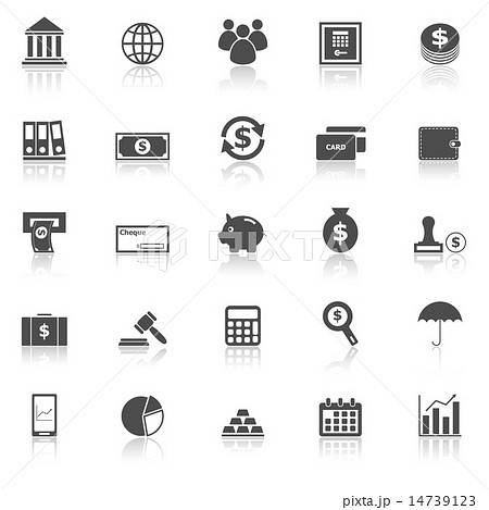 Banking icons with reflect on white background 14739123