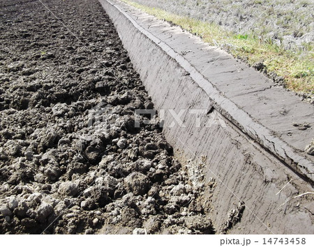田圃に水を張る前に畦塗りをします 14743458