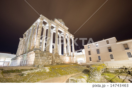 Night view of Temple of Diana in Merida, Spain Night view of Temple of Diana in Merida, Spain 14743463