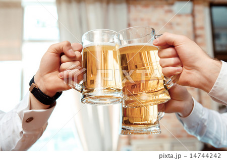 Three glasses of beer in focus Three glasses of beer in focus 14744242