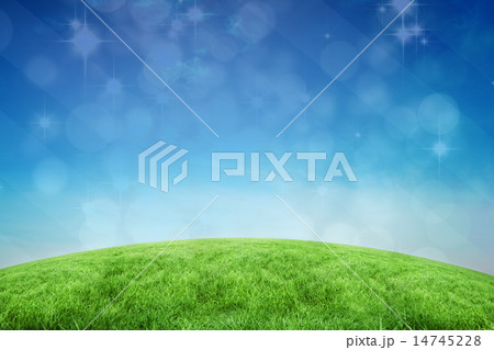 Composite image of light design shimmering on green Composite image of light design shimmering on green 14745228