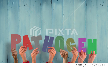 Composite image of hands holding up pathogen 14746247