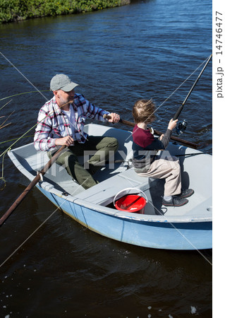 Happy man fishing with his son 14746477