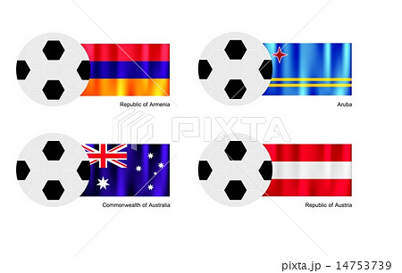 Soccer Ball Armenia,Aruba,Australia Austria Flag