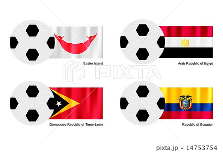 Football Easter Island,Egypt,Timor Ecuador Flag