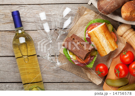 Sandwiches and white wine 14756578