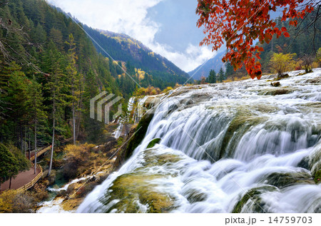 Pearl waterfall in Jiuzhaigou National Park 14759703