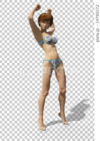 鍛えて引き締まった体の水着女性　 14760272