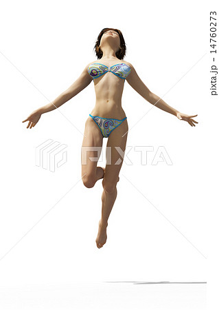 鍛えて引き締まった体の水着女性 のイラスト素材