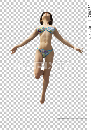 鍛えて引き締まった体の水着女性　 14760273