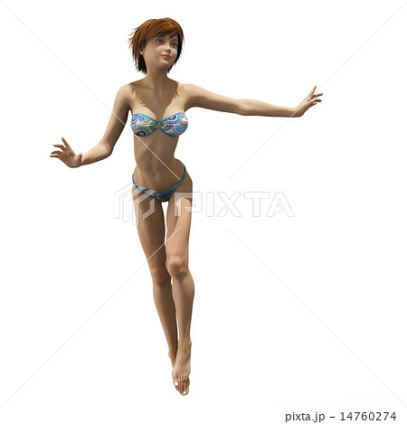 鍛えて引き締まった体の水着女性　 14760274