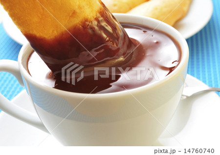 xocolata i melindros, hot chocolate with typical pastries of Cat xocolata i melindros, hot chocolate with typical pastries of Cat 14760740