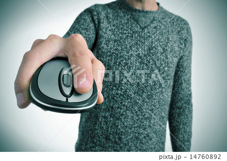 man using a computer mouse man using a computer mouse 14760892